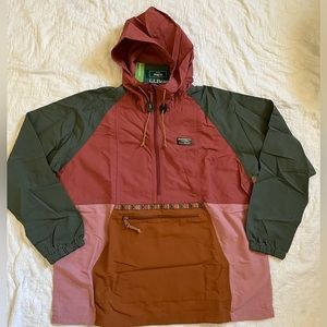 NWT LL Bean Colorblock Womens Anorak Zip Pullover XL